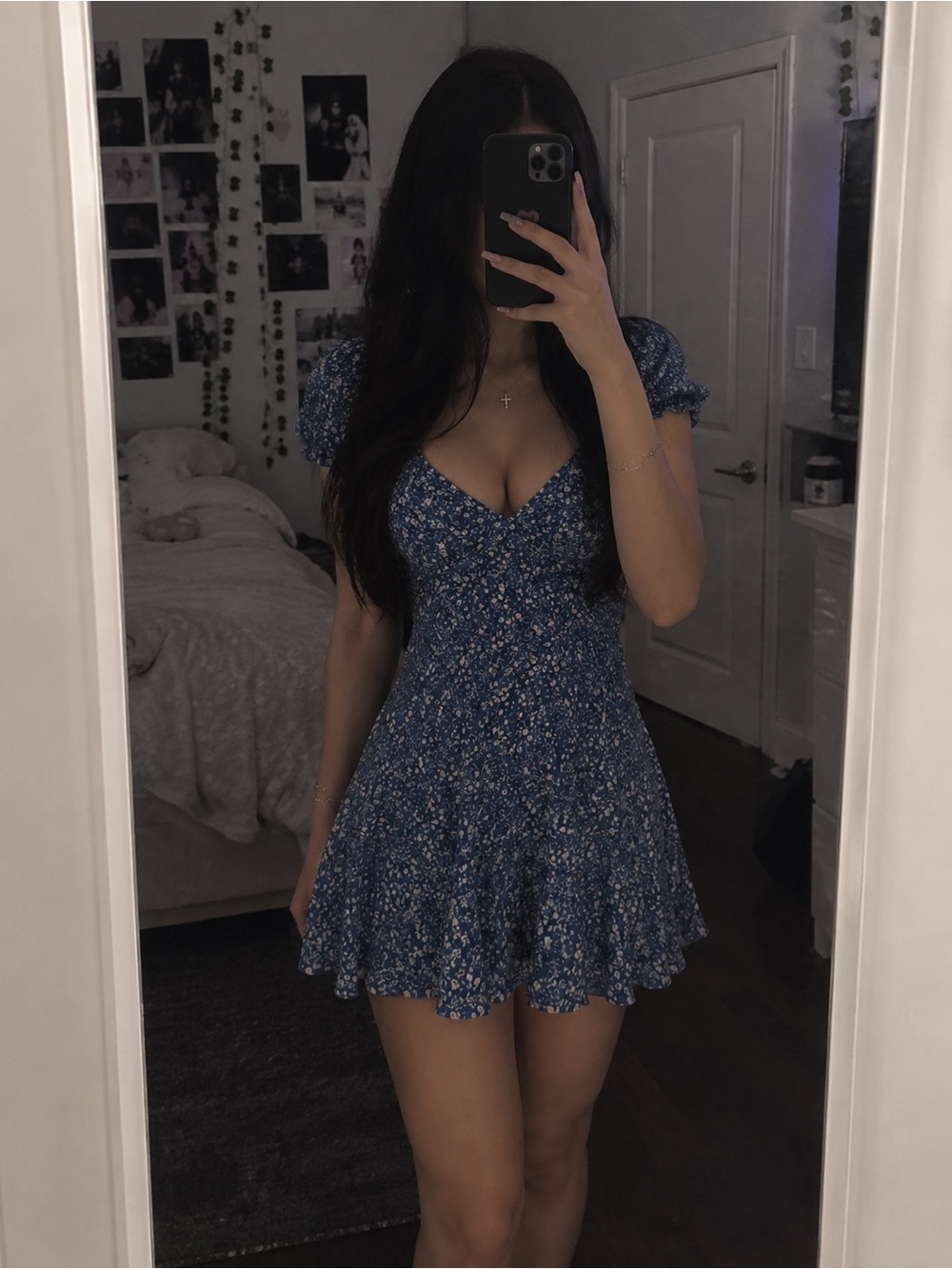 Princess Polly Blue Floral Sweetheart Mini Dress